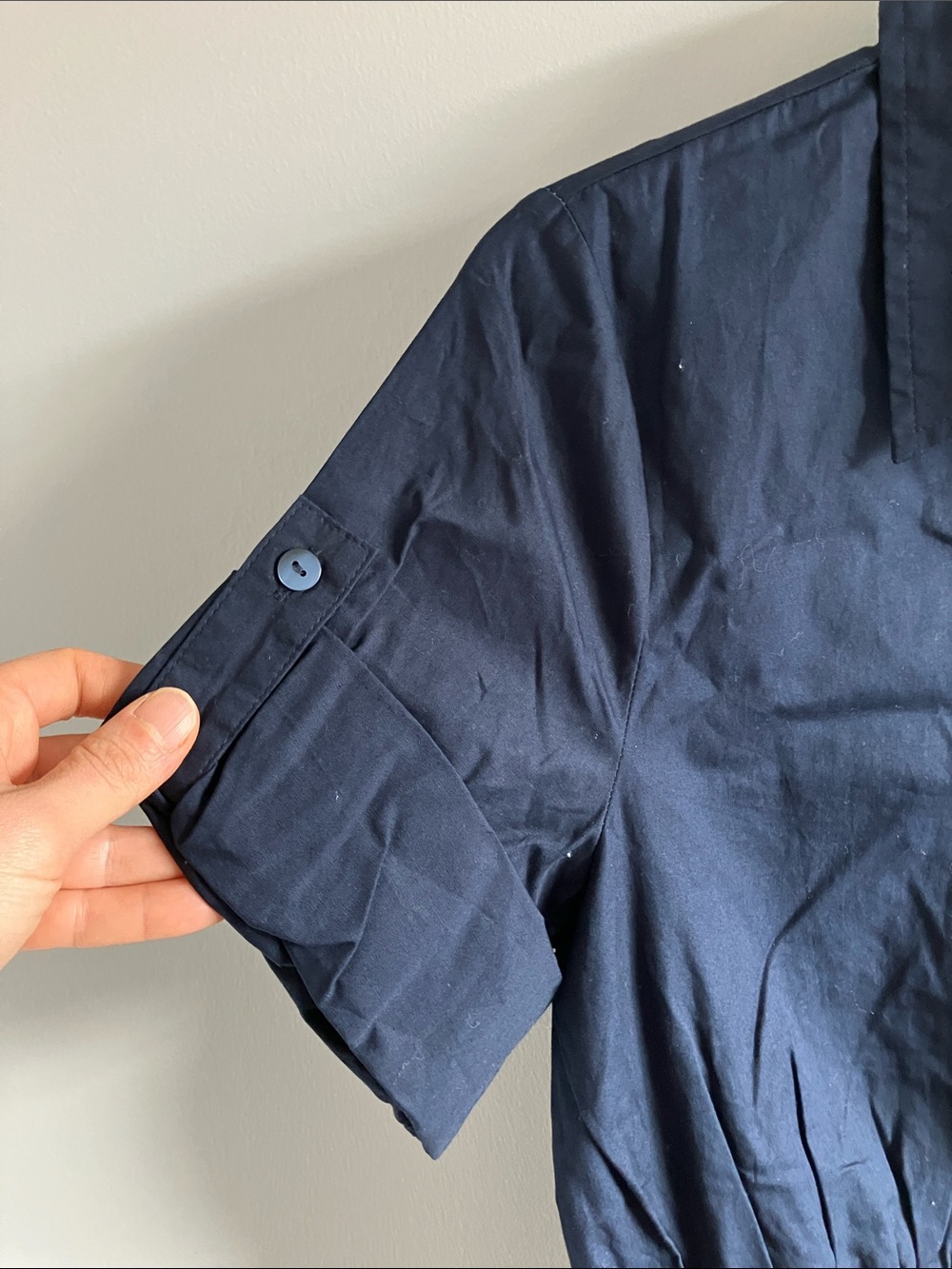 NWT Mexx Women's Navy Eyelet Hem Shirt Dress short sleeve - Picture 7 of 9